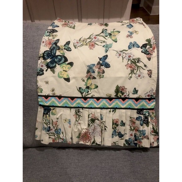 TIBI SZ. 4 TULIP SKIRT LINED WITH BUTTERFLY PRINT, COTTON BLEND PLEATS. - Picture 1 of 5